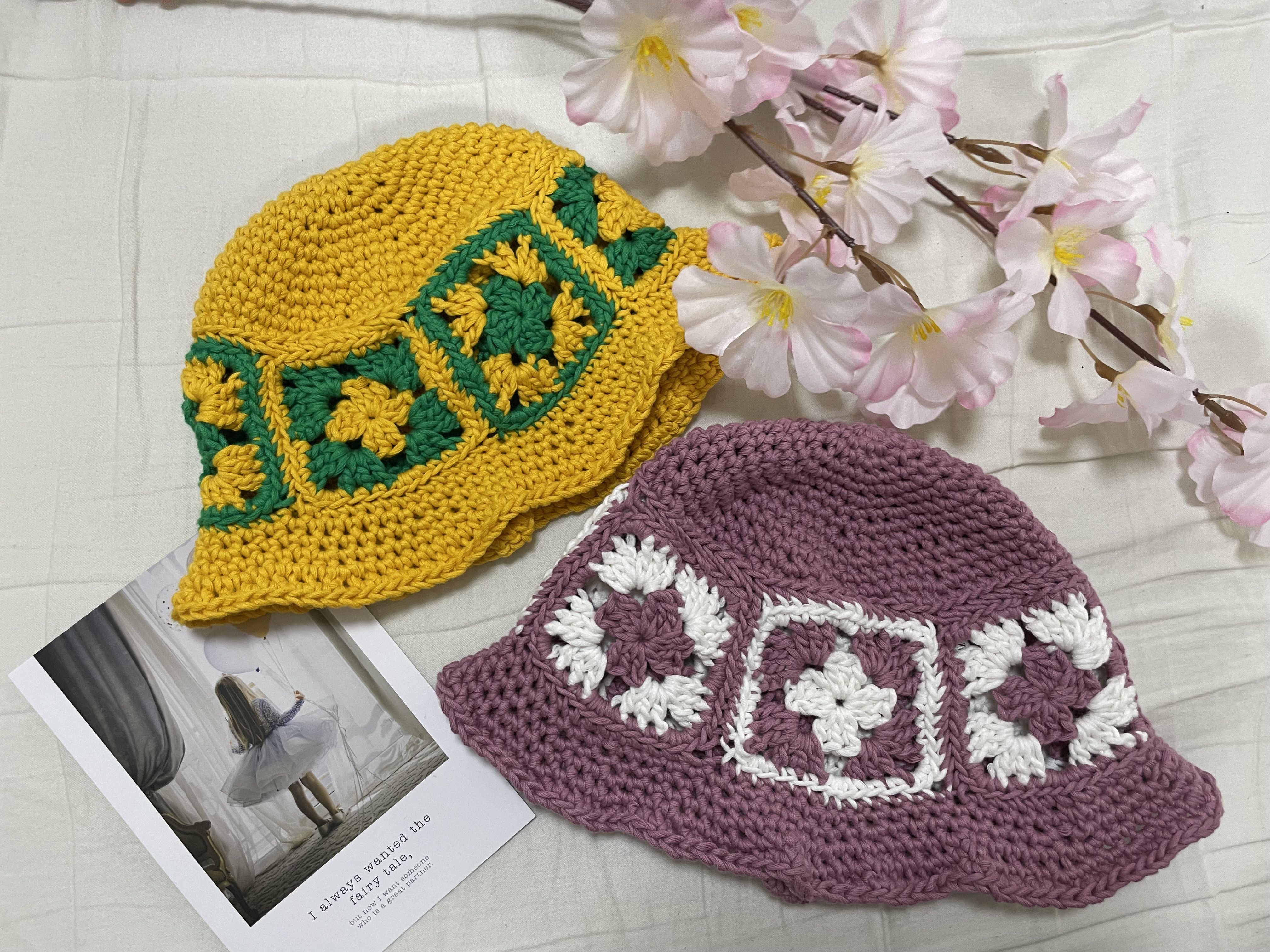 ハッピー　ベレー帽　patchwork motif ハンドメイド モチーフ編みバケハ 帽子(ベビー・キッズ) ohana 通販 15545146