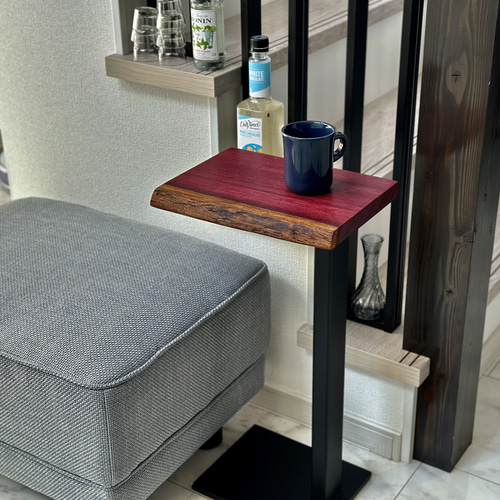 パープルハート サイドテーブル /アイアン家具 サイドテーブル 梅澤