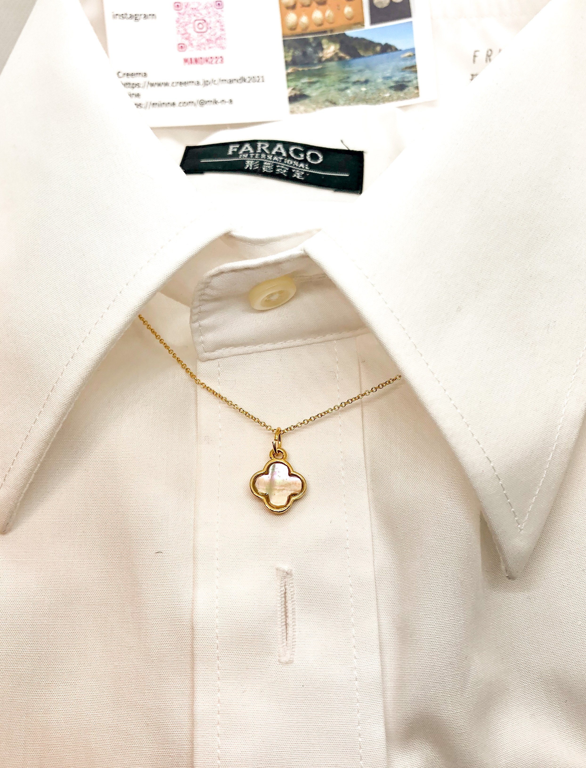 アバロンシェル　クローバーネックレス小