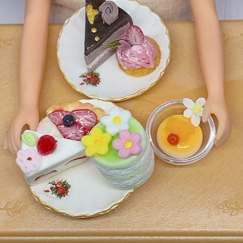 アフタヌーンティーセットのあみぐるみ スイーツ ケーキ ハンドメイド アフタヌーンティーセットのあみぐるみ スイーツ ケーキ