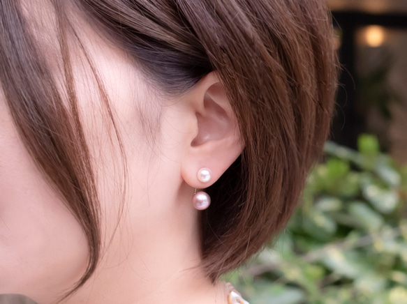 Akoya Pearl/freshwater pearl/k14WG  【2WayPierce/ツーウェイピアス】 4枚目の画像