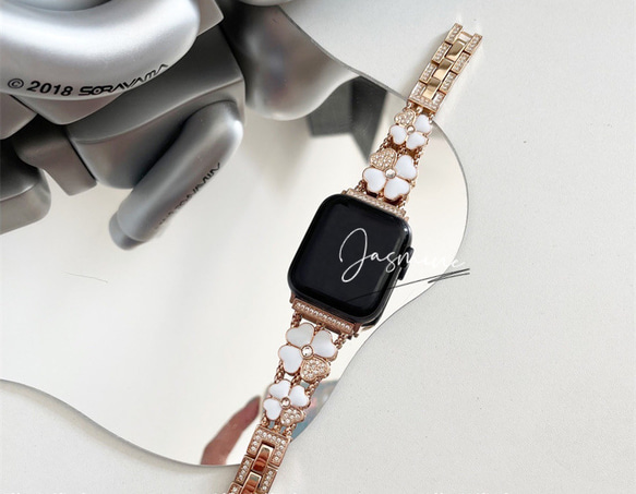Apple Watch ハートクローバー　チェーン　ベルト　バンド　全サイズあり 2枚目の画像