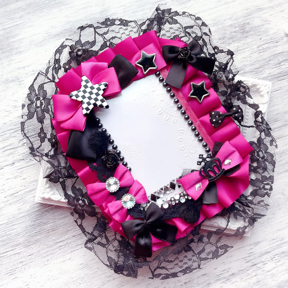 硬質カードケース デコ A7 B8 星 クラウン ピンク 黒 薔薇 名刺入れ