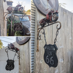 アメリカンバイク バイク屋 壁掛け看板 ルート66 サインボード #店舗什器 #ROUTE66  #スパークプラグ 5枚目の画像