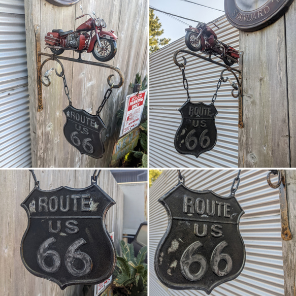 アメリカンバイク バイク屋 壁掛け看板 ルート66 サインボード #店舗什器 #ROUTE66  #スパークプラグ 6枚目の画像