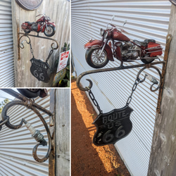 アメリカンバイク バイク屋 壁掛け看板 ルート66 サインボード #店舗什器 #ROUTE66  #スパークプラグ 7枚目の画像