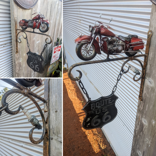 アメリカンバイク バイク屋 壁掛け看板 ルート66 サインボード 店舗什器 アメリカンバイク バイク屋 壁掛け看板 ルート66 サインボード #店舗