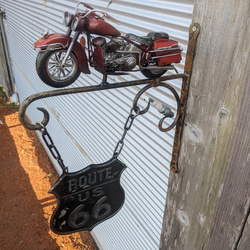 アメリカンバイク バイク屋 壁掛け看板 ルート66 サインボード #店舗什器 #ROUTE66  #スパークプラグ 3枚目の画像