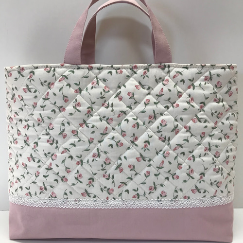 リバティ レッスンバッグ上履き入れ体操服袋 ハンドメイド フローティングフローラ リバティ ♪フローティングフローラ ♪キルティング♪ピンク♪レッスン