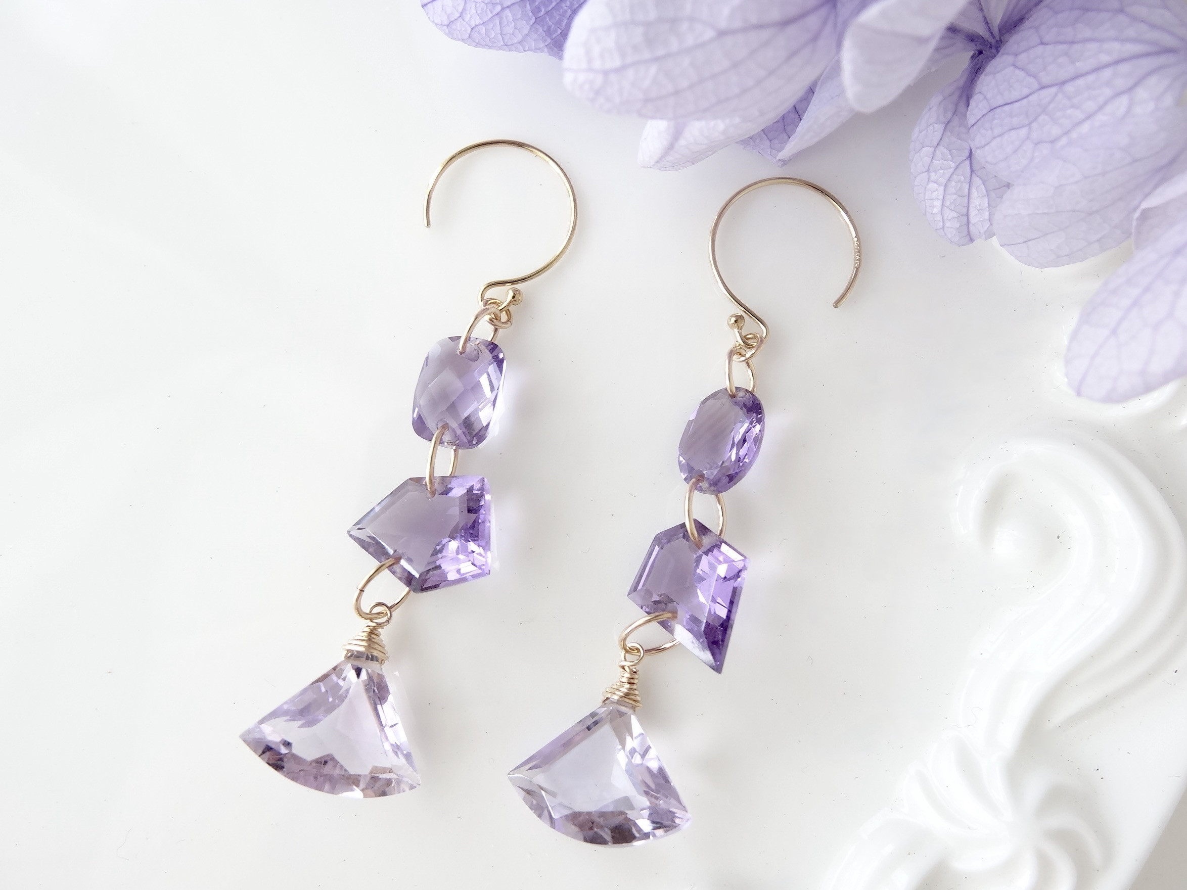 アメジスト＆14KGFピアス・すみれのゼリー