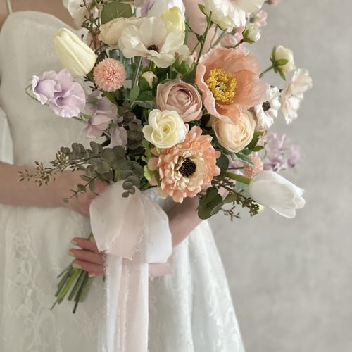 ウェディングブーケ】アーティフィシャルフラワーブーケ＋ブートニア