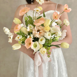 アーティフィシャルフラワーブーケ　ウエディングブーケ ブーケトニア付き ウェディングブーケ】アーティフィシャルフラワーブーケ＋