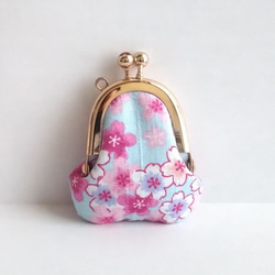 小さいがま口♪豆姫♪小さいがま口財布,小銭入れ,がまぐちポーチ,サコッシュに,桜,満開,cherry blossoms 1枚目の画像