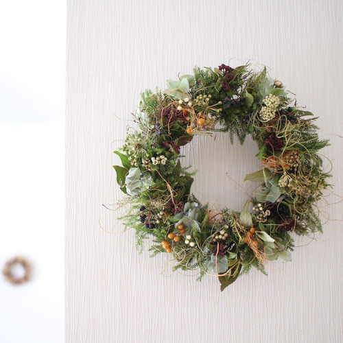 トキワガマズミの春のリース✳︎ドライフラワーwreathe◎22センチ
