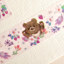 [マスキングテープ] ✳︎動物刺繍デザイン✳︎ Strawberry Bear  イチゴとクマのスイートバレンタイン 8枚目の画像