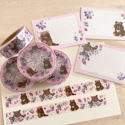 [マスキングテープ] ✳︎動物刺繍デザイン✳︎ Strawberry Bear  イチゴとクマのスイートバレンタイン 13枚目の画像