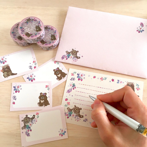 マスキングテープ] ✳︎動物刺繍デザイン✳︎ Strawberry Bear