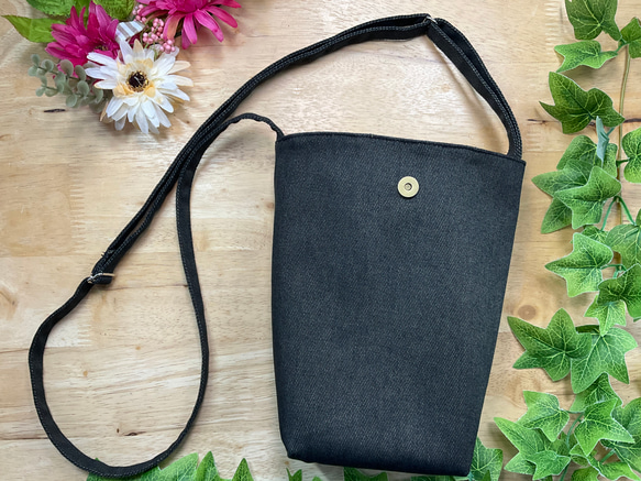 [Walk Pochette] Old Denim Black String Length Adjustable Size Ch 第3張的照片