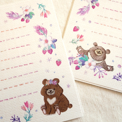 レターセット]  ✳︎動物刺繍デザイン✳︎  Strawberry Bear イチゴとクマのスイートバレンタイン 10枚目の画像