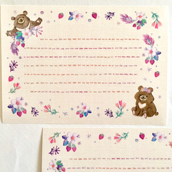 レターセット]  ✳︎動物刺繍デザイン✳︎  Strawberry Bear イチゴとクマのスイートバレンタイン 8枚目の画像