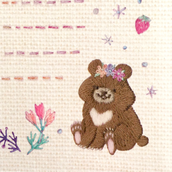 レターセット]  ✳︎動物刺繍デザイン✳︎  Strawberry Bear イチゴとクマのスイートバレンタイン 11枚目の画像