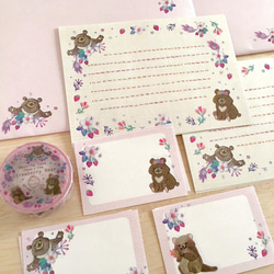 レターセット]  ✳︎動物刺繍デザイン✳︎  Strawberry Bear イチゴとクマのスイートバレンタイン 4枚目の画像