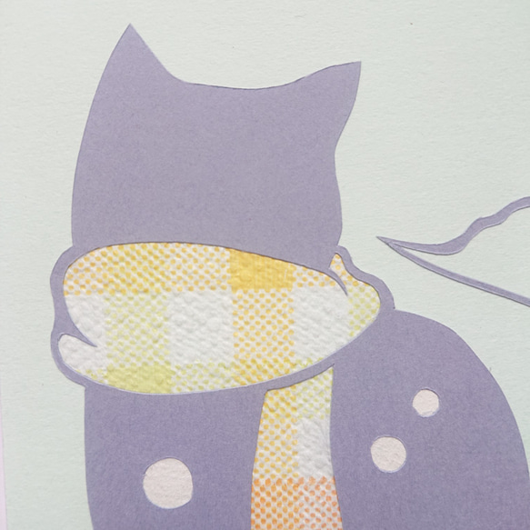 寒空の下で猫は待つ　冬の椿【切り絵】 2枚目の画像