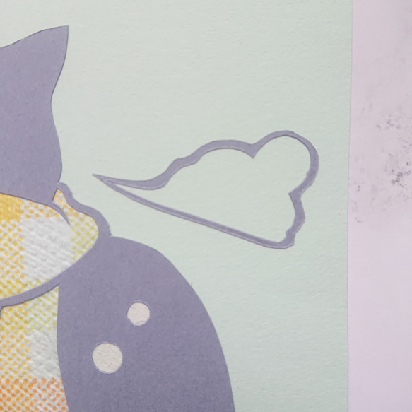 寒空の下で猫は待つ　冬の椿【切り絵】 3枚目の画像