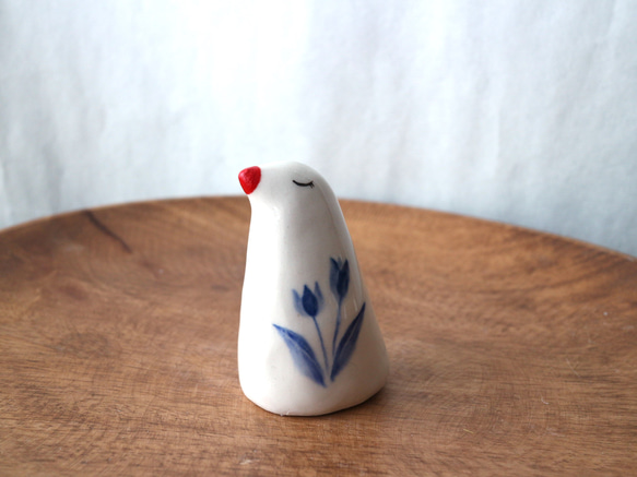 陶器で作った置物　青い鳥親子（チューリップ） 4枚目の画像