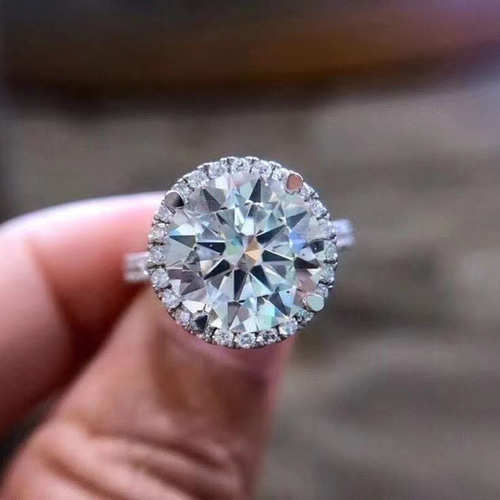 newデザイン】輝く5カラット モアサナイト ダイヤ リング K18WG 指輪  