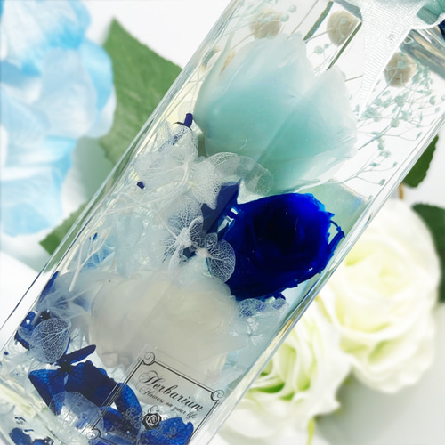 ◇ハーバリウム190 美しいブルーのバラのこちbottle *.:。✿*゜¨