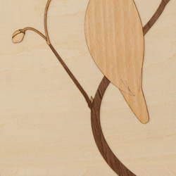 木で描く鳥と花のウォールアート / A4サイズ 3枚目の画像
