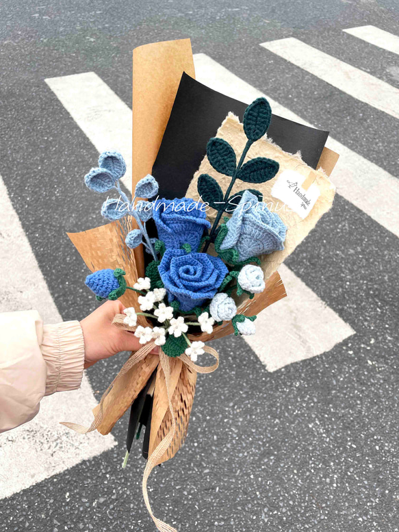 【専用】　みるのさら様用花束　かぎ針編みの青系花束 ☆超目玉】 専用】 みるのさら様用花束 かぎ針編みの青系花束