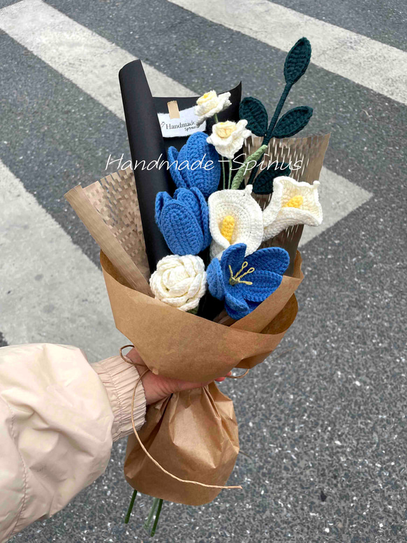 ハンドメイド · かぎ針編み · チューリップオランダカイウユリの花束