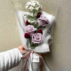 手工·鉤織·玫瑰花束·花·仿真花·花系列·情人節禮物·結婚禮物·禮物·礼品·棉線·創意·居家·復古風·婚禮·裝飾·饰品 第4張的照片