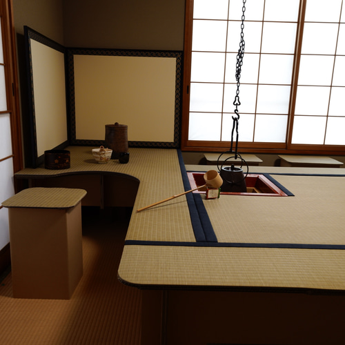 組み立て式 立礼棚 茶道具（段ボールタイプ）炉/風炉畳2種付属