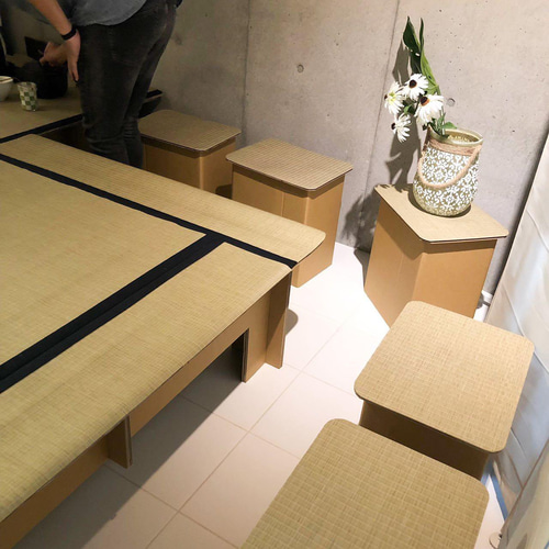 組み立て式 立礼棚 茶道具（段ボールタイプ）炉/風炉畳2種付属