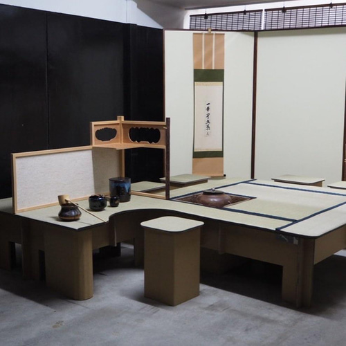 大きい割引 組み立て式 立礼棚 茶道具（段ボールタイプ）炉/風炉畳2種付属 工芸品