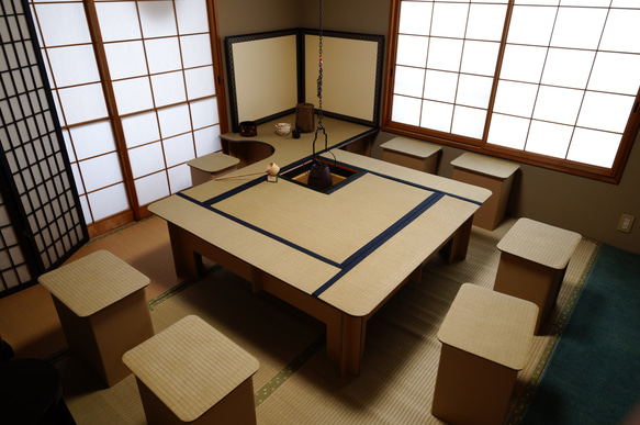 茶道具 棚 風炉 組立式 脚二種付(A490) 組み立て式 立礼棚 茶道具（段ボールタイプ）炉/風炉畳2種付属