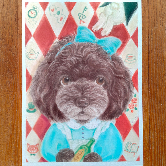 うちの子 似顔絵 ♡ ペット(犬・猫・ハムスター・うさぎ) 手描きイラスト 原画 オーダーメード　大きめサイズ 3枚目の画像