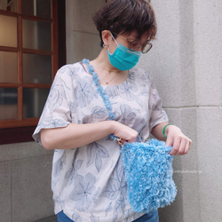 MH design サニーデイ ぬいぐるみバッグ スカイブルー 初恋ブルー ショルダーバッグ 手作りバッグ 織バッグ（スポット） 2枚目の画像