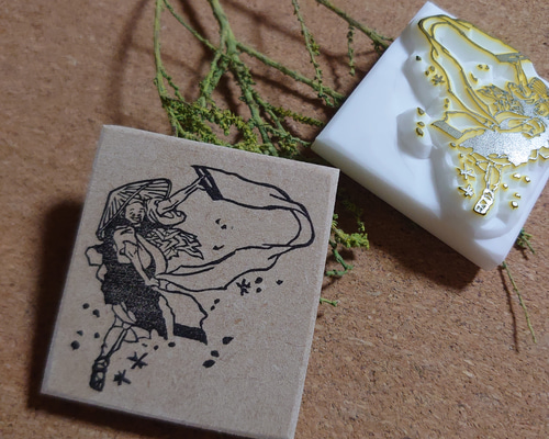 消しゴムはんこ様へ 消しゴムはんこ☆葛飾北斎☆北斎漫画☆キラキラ はんこ・スタンプ