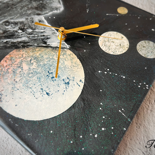 宇宙 夜空 レジン 壁掛け時計 (宇宙 / 夜空 / 惑星 / 月 / 山