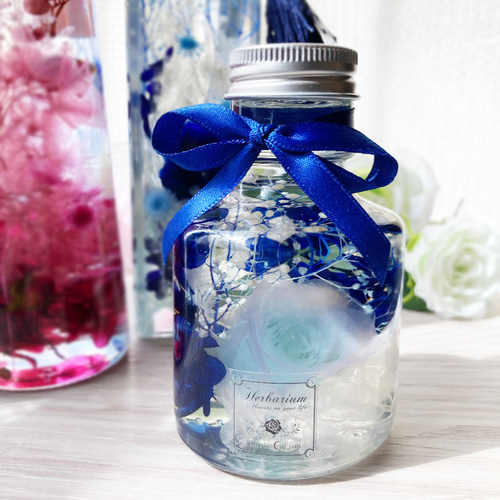 ◆ハーバリウム　190 美しいブルーのバラのこちbottle *.:。✿*゜¨ ◇ハーバリウム190 美しいブルーのバラのこちbottle *.:。✿*゜¨