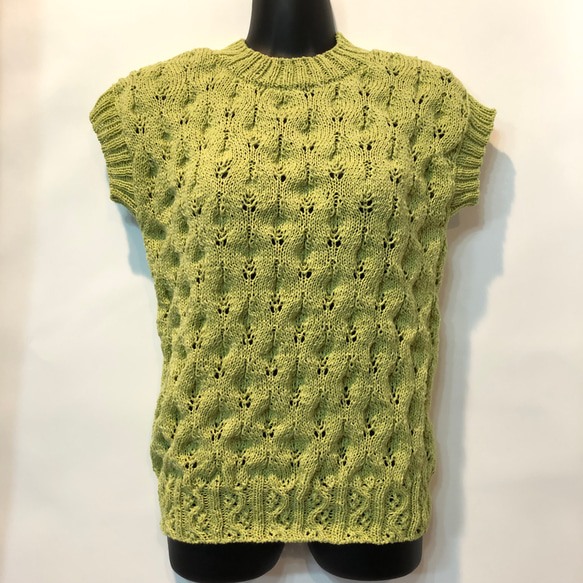 ライトグリーン半袖セーター 1枚目の画像