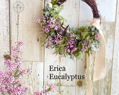 Mサイズ フレッシュ春のお花とユーカリのハーフリース コットン ドライ