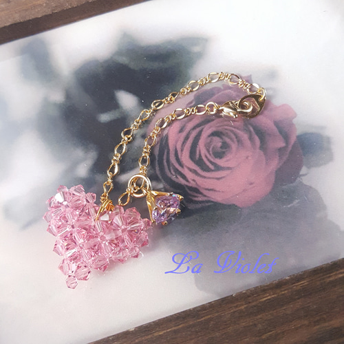 バッグチャーム スワロフスキー ハート - rose その他アクセサリー la 