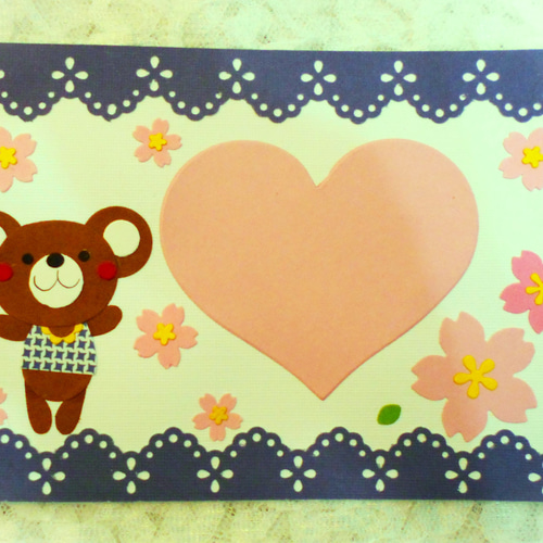 コメントカードハート フレームクラフトパンチ写真フレーム