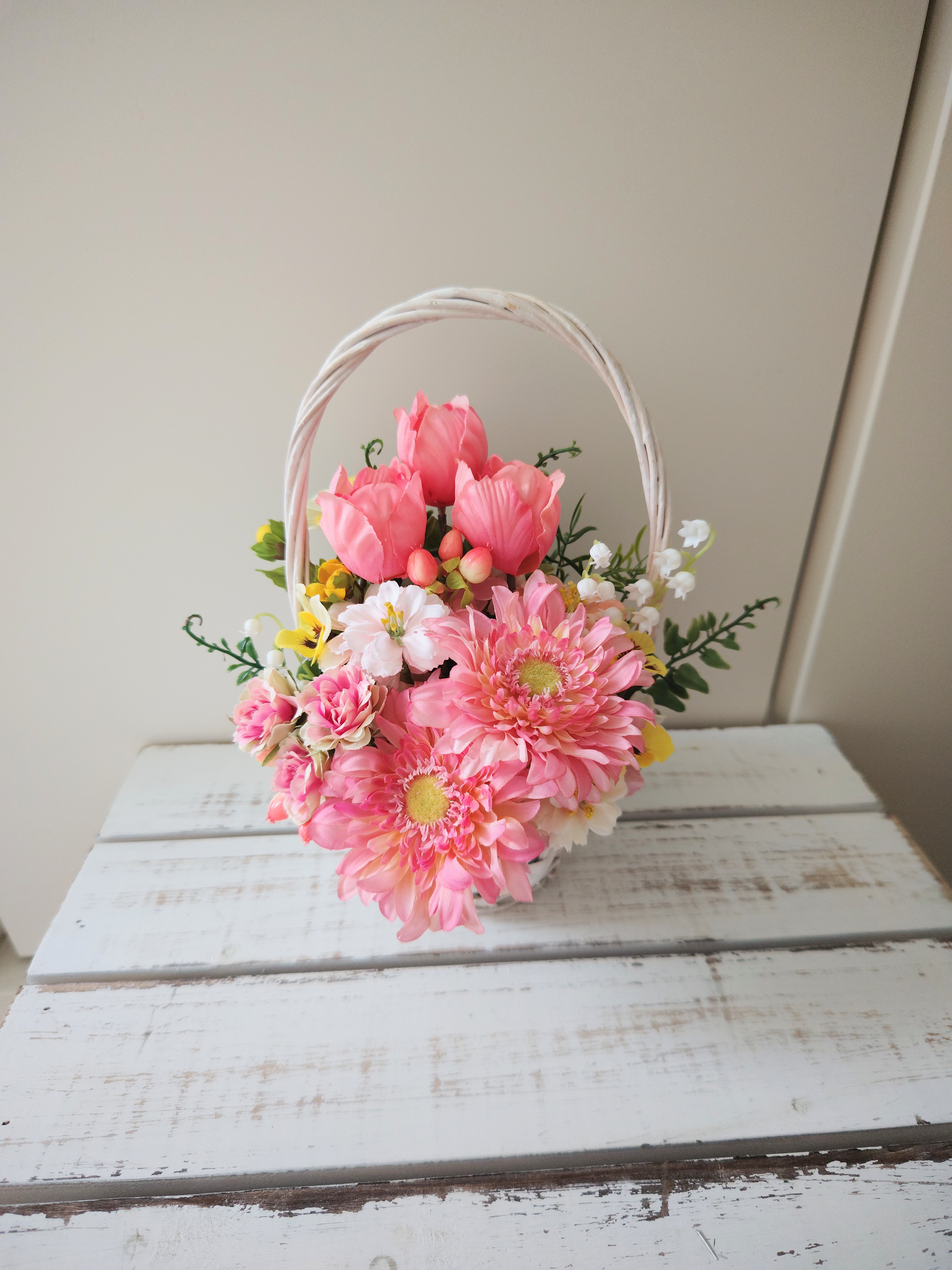 【受注制作】春色フラワーバスケット