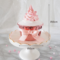 【1個入り】クレイケーキ　クレイカップケーキ　　Mirror pink cup cake 2枚目の画像